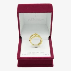 Sparkle Allure Womens Cubic Zirconia 14K Gold Over Brass Cross Ring Set