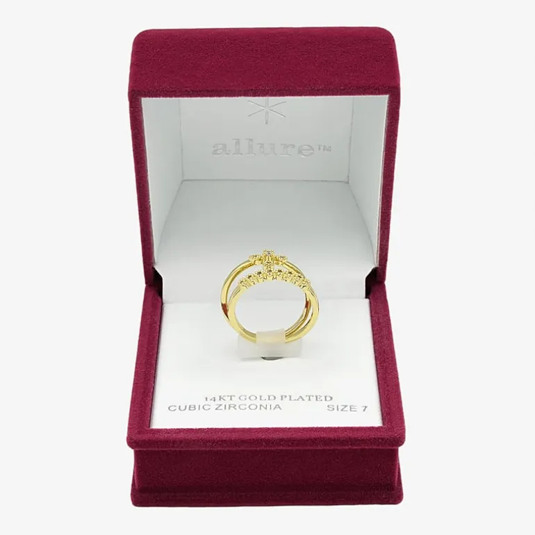 Sparkle Allure Womens Cubic Zirconia 14K Gold Over Brass Cross Ring Set