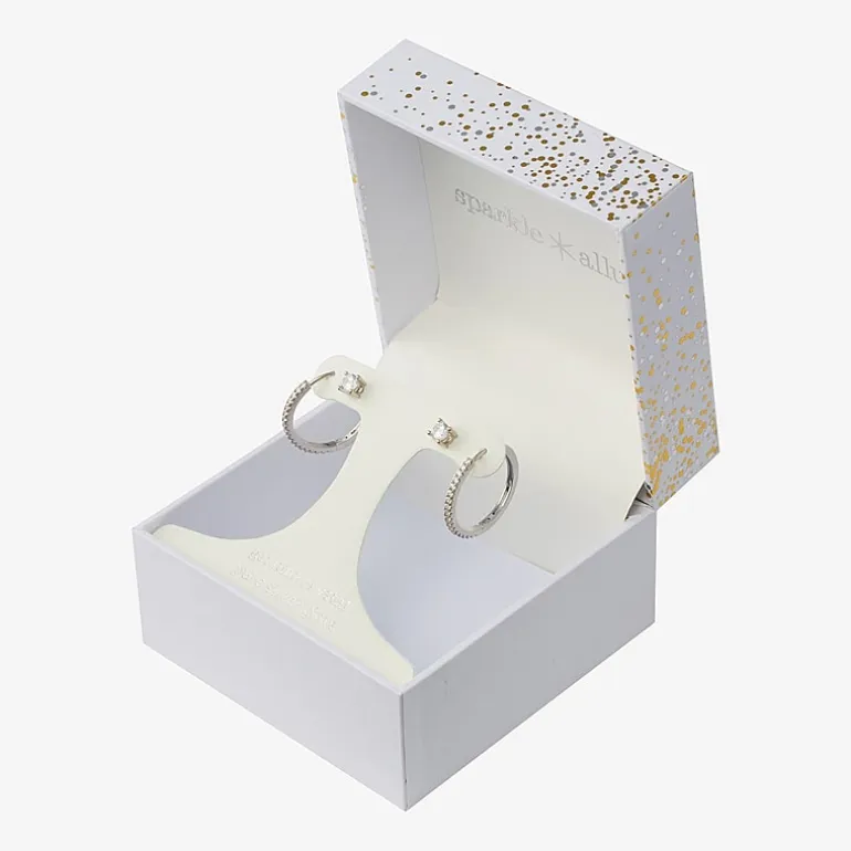 Sparkle Allure Womens Cubic Zirconia 2 Pair Earring Set