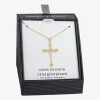 Sparkle Allure Womens Cubic Zirconia 14K Gold Over Brass Cross 16 Inch Pendant Necklace