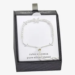 Sparkle Allure Womens Cubic Zirconia Pure Silver Over Brass Butterfly 6 3/4 Inch Tennis Bracelet