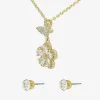 Sparkle Allure Womens Cubic Zirconia 14K Gold Over Brass Butterfly Flower 2-pc. Jewelry Set