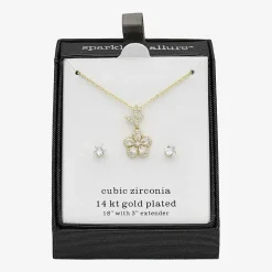 Sparkle Allure Womens Cubic Zirconia 14K Gold Over Brass Butterfly Flower 2-pc. Jewelry Set