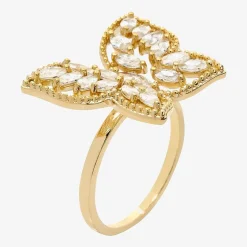 Sparkle Allure Womens Cubic Zirconia 14K Gold Over Brass Butterfly Cocktail Ring