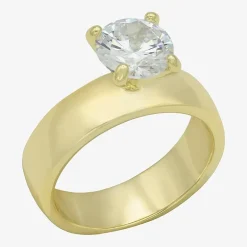 Sparkle Allure Womens Cubic Zirconia 14K Gold Over Brass Round Engagement Ring