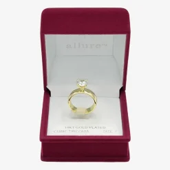 Sparkle Allure Womens Cubic Zirconia 14K Gold Over Brass Round Engagement Ring