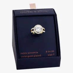 Sparkle Allure Womens Cubic Zirconia Pure Silver Over Brass Round Engagement Ring