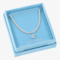Sparkle Allure Womens Cubic Zirconia Pure Silver Over Brass 18 Inch Tennis Necklace
