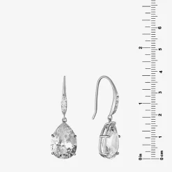 Sparkle Allure Womens Cubic Zirconia Pure Silver Over Brass Oval Drop Earrings