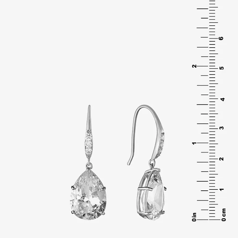 Sparkle Allure Womens Cubic Zirconia Pure Silver Over Brass Oval Drop Earrings