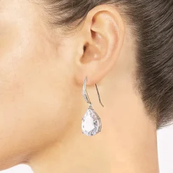 Sparkle Allure Womens Cubic Zirconia Pure Silver Over Brass Oval Drop Earrings