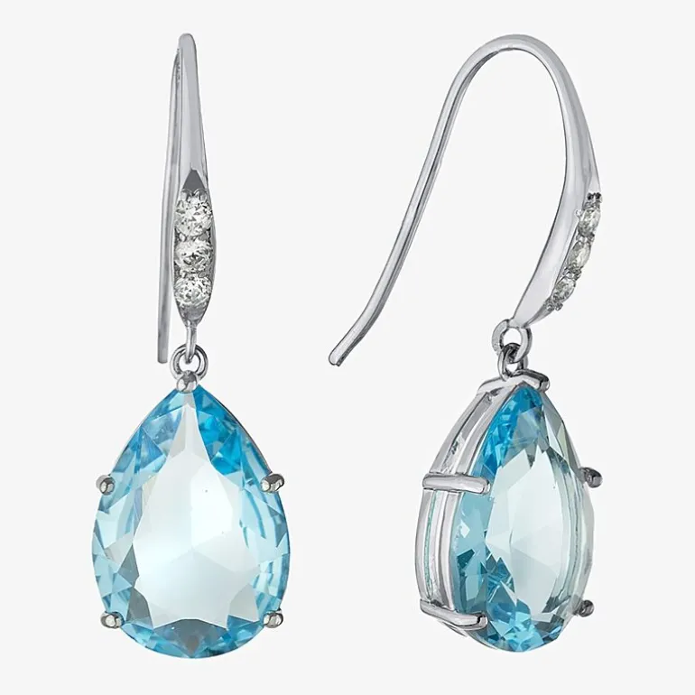 Sparkle Allure Womens Cubic Zirconia Pure Silver Over Brass Oval Drop Earrings