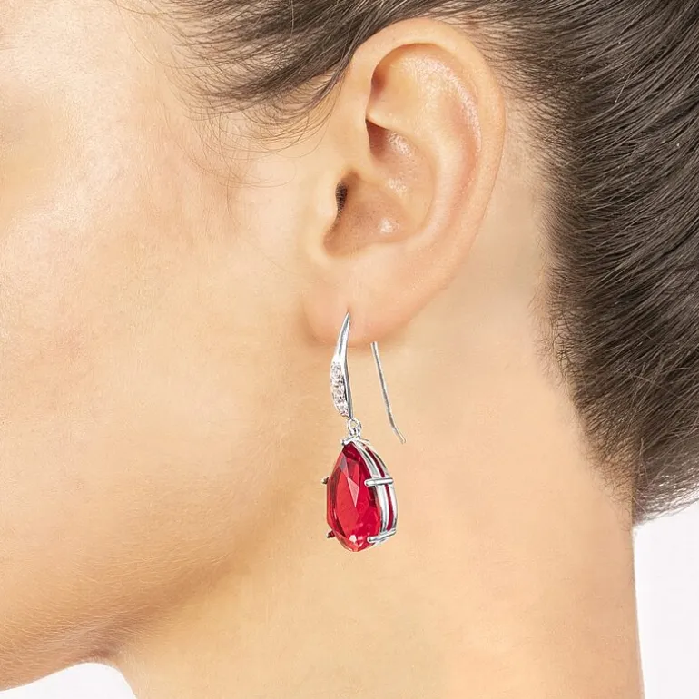 Sparkle Allure Womens Cubic Zirconia Pure Silver Over Brass Oval Drop Earrings