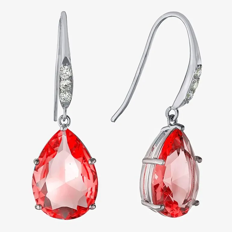 Sparkle Allure Womens Cubic Zirconia Pure Silver Over Brass Oval Drop Earrings