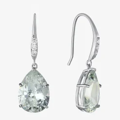 Sparkle Allure Womens Cubic Zirconia Pure Silver Over Brass Oval Drop Earrings