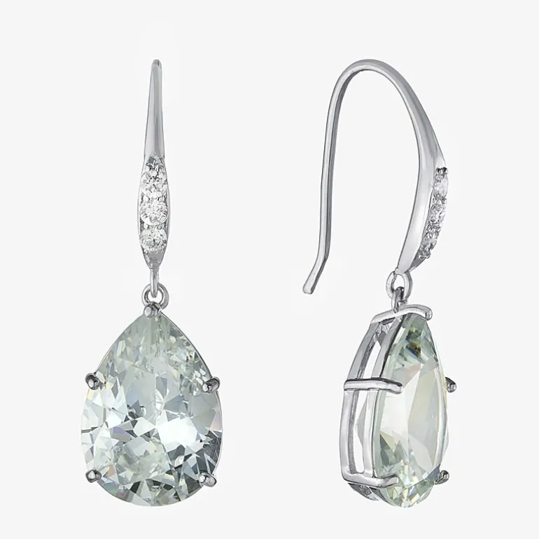 Sparkle Allure Womens Cubic Zirconia Pure Silver Over Brass Oval Drop Earrings
