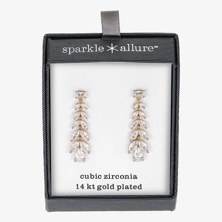 Sparkle Allure Womens Cubic Zirconia 14K Gold Over Brass Chandelier Earrings
