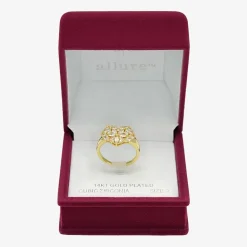 Sparkle Allure Womens Cubic Zirconia 14K Gold Over Brass Heart Cluster Cocktail Ring