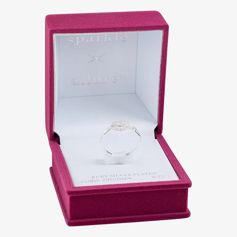 Sparkle Allure Womens Cubic Zirconia Pure Silver Over Brass Arrow Heart Delicate Band