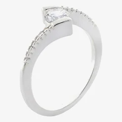 Sparkle Allure Womens Cubic Zirconia Pure Silver Over Brass Round Bypass  Band