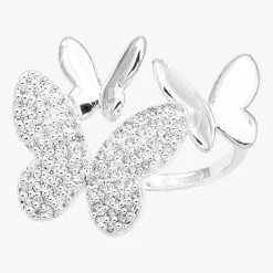 Sparkle Allure Womens Cubic Zirconia Pure Silver Over Brass Butterfly Cocktail Ring