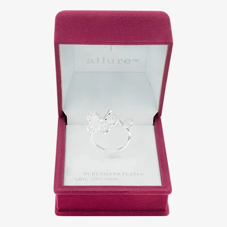 Sparkle Allure Womens Cubic Zirconia Pure Silver Over Brass Butterfly Cocktail Ring