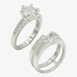 Sparkle Allure Womens Cubic Zirconia Pure Silver Over Brass Round Engagement Ring