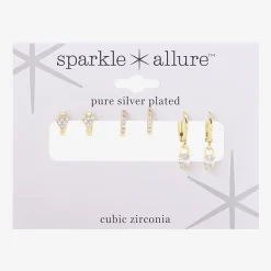 Sparkle Allure Womens Genuine Cubic Zirconia Round 3 Pair Earring Set