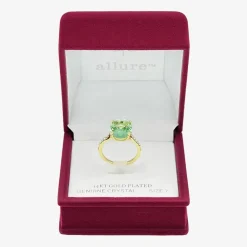 Sparkle Allure Womens Green Crystal 14K Gold Over Brass Oval Cocktail Ring