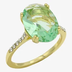 Sparkle Allure Womens Green Crystal 14K Gold Over Brass Oval Cocktail Ring