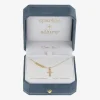 Sparkle Allure Womens 14K Gold Over Brass Cross 16 Inch Pendant Necklace