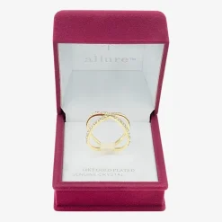 Sparkle Allure Womens 2.5MM Crystal 14K Gold Over Brass Crossover Band