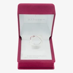 Sparkle Allure Womens 2.5MM Crystal Pure Silver Over Brass Crossover Band