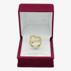 Sparkle Allure Womens 3MM Cubic Zirconia 14K Gold Over Brass Heart Band