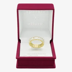 Sparkle Allure Womens 3MM Cubic Zirconia 14K Gold Over Brass Eternity Band