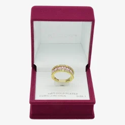 Sparkle Allure Womens 3MM Purple Crystal 14K Gold Over Brass Eternity Band
