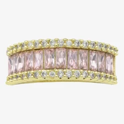 Sparkle Allure Womens 3MM Purple Crystal 14K Gold Over Brass Eternity Band