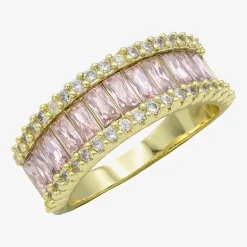 Sparkle Allure Womens 3MM Purple Crystal 14K Gold Over Brass Eternity Band