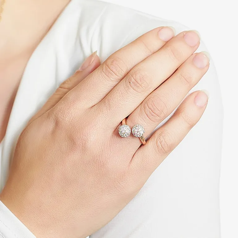 Sparkle Allure Womens Mystic Fire Crystal 14k Rose Gold Over Brass Bypass Cocktail Ring