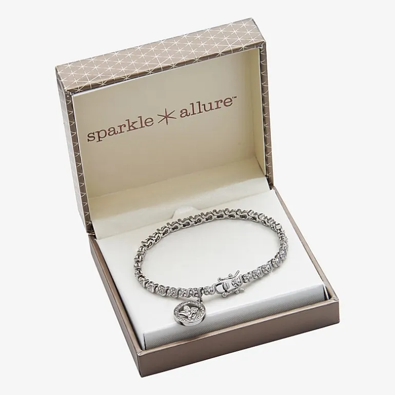 Sparkle Allure Womens Natural Diamond Accent Pure Silver Over Bronze Angel 7.25 Inch Tennis Bracelet