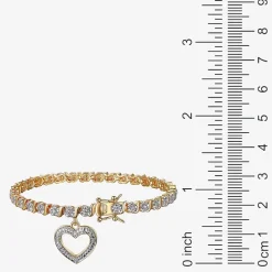 Sparkle Allure Womens Natural White Diamond Accent Heart 7.25 Inch Tennis Bracelet