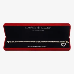 Sparkle Allure Womens Natural White Diamond Accent Heart 7.25 Inch Tennis Bracelet