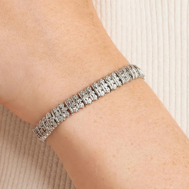 Sparkle Allure Womens Natural White Diamond Accent Pure Silver Over Bronze 7.25 Inch Tennis Bracelet