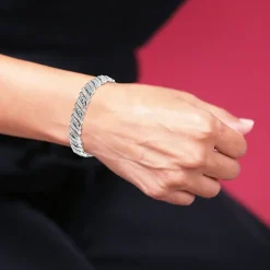 Sparkle Allure Womens Natural Diamond Accent Pure Silver Over Bronze 7.25 Inch Tennis Bracelet