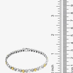 Sparkle Allure Womens Natural White Diamond Accent Pure Silver Over Bronze Heart 7.5 Inch Tennis Bracelet