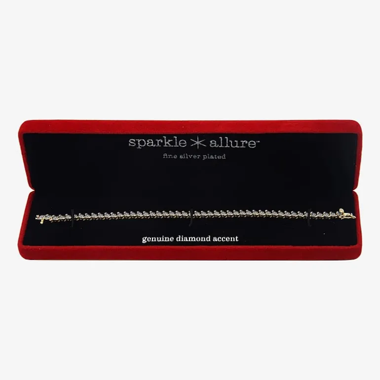 Sparkle Allure Womens Natural White Diamond Accent 7.25 Inch Tennis Bracelet