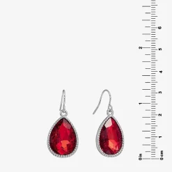 Sparkle Allure Womens Red Crystal Pure Silver Over Brass Drop Earrings