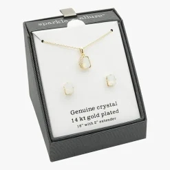 Sparkle Allure Womens White Crystal 14K Gold Over Brass 2-pc. Jewelry Set