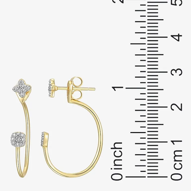 Sparkle Allure Womens White Diamond Accent Pure Silver Over Bronze Clover Earring Jackets