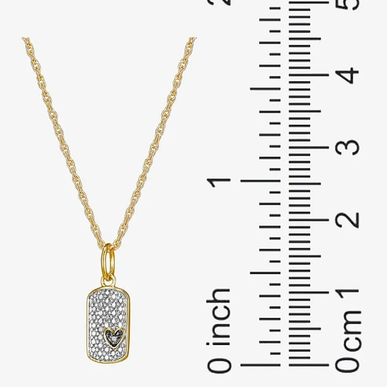 Sparkle Allure Womens White Diamond Accent Pure Silver Over Bronze Dog Tag 18 Inch Pendant Necklace